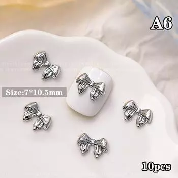 10 шт., серебряный сплав, аксессуары для дизайна ногтей с бантом, аксессуары, детали для маникюра, украшения, ретро украшения для ногтей, дизайнерские принадлежности