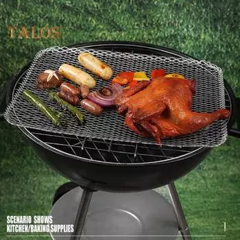 10 шт., сетка для барбекю, одноразовый уличный гриль, топпер с антипригарным покрытием, сетка для гриля, овощей, мяса, коврик для кемпинга, пикника, подкладка для гриля, инструмент для барбекю 10 pcs