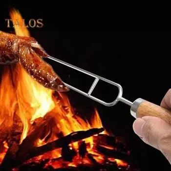10 шт., шампуры для барбекю из нержавеющей стали, набор с деревянной ручкой, уличный гриль для кемпинга, жаровни, инструменты с сумкой для хранения, вилки для барбекю для мяса на гриле, креветки чёрный