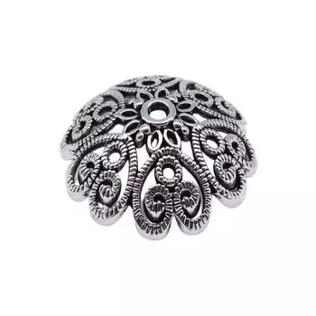 10 шт., шапочки для бусин, подвески, компоненты ювелирных изделий, аксессуары, античное серебро, цвет цинкового сплава, 29X29X9 мм