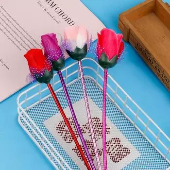 10 шт. шариковая ручка Rose креативные цветочные ручки цветы розы забавные надписи милые канцелярские принадлежности ткань пластик цветочный подарок