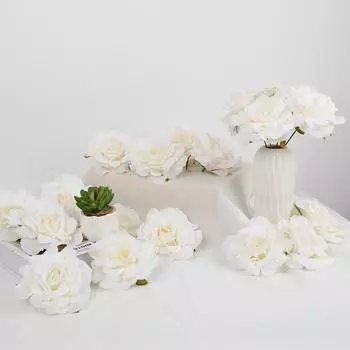 10 шт. шелковые цветы искусственные цветы голова 10 см DIY венок подарочная коробка для свадьбы поцелуи шары свадебный букет украшение белый