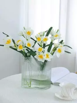 10 шт. шелковых нарциссов, букеты цветов для дома, сада, офиса, вечеринки, внутреннего и наружного балкона, свадьбы, крыльца, своими руками, цветочный декор, искусственный шелковый цветок жёлтый