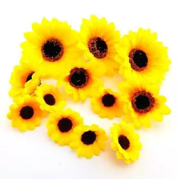 10 шт., шелковый подсолнух, искусственная головка цветка ромашки для DIY, украшение свадебной коробки, аксессуары для дома, цветы 4.5cm