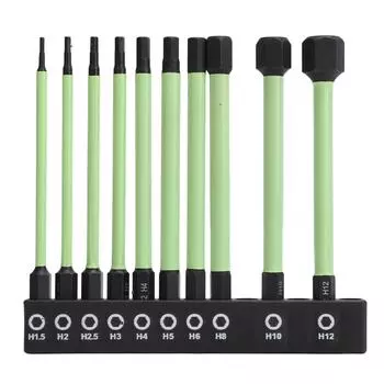 10 шт. шестигранный ключ сверло стальное долговечное использование сильный магнитный нержавеющий зеленый пневматический винт