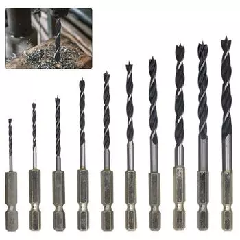 10 шт. шестиугольный хвостовик трехконечное деревообрабатывающее сверло спиральное сверло электрическая дрель ротор