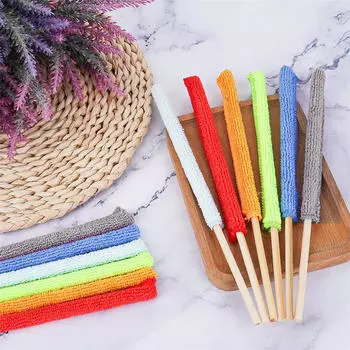 10 шт. Щетка для чистки деталей автомобиля из микрофибры с длинной ручкой для чистки вентиляционных отверстий кондиционера, щеток для мертвых углов и щелей вентилятора 10pcs синий