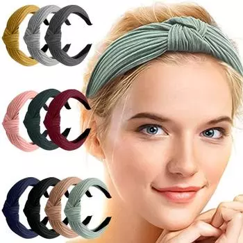 10 шт., широкие повязки на голову с узлом, тюрбан, повязка на голову, эластичная простая модная повязка для волос для женщин и девочек, детей, 10 цветов One Size