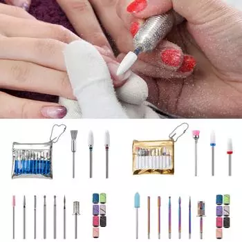 10 шт. шлифовальных лент, набор насадок для ногтей, электрическая пилочка для ногтей и набор насадок для акрилового геля для маникюра и педикюра для домашнего использования серебряный