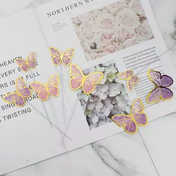 10 шт. Штамповка золотая розовая бабочка торт топперы с днем рождения вечеринка декор для девочек свадьба десерт торт декор подарки на детский душ фиолетовый