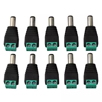 10 шт. штекерных разъемов постоянного тока для источников питания черного цвета