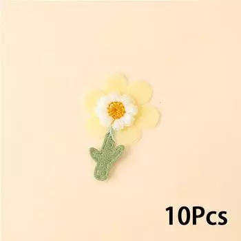 10 шт. швейные принадлежности, вышивка, сделай сам, швейная аппликация, маленькие ромашки, цветочная нашивка, пряжа, цветы 10pcs жёлтый