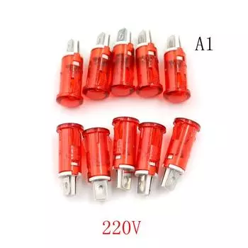 10 шт. Сигнальная лампа 10 мм красная зеленая желтая лампа индикаторная лампа 12 В 24 В 220 В 220V