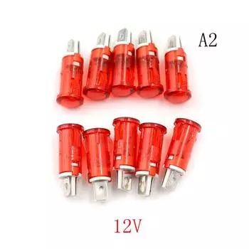 10 шт. Сигнальная лампа 10 мм красная зеленая желтая лампа индикаторная лампа 12 В 24 В 220 В 12V красный