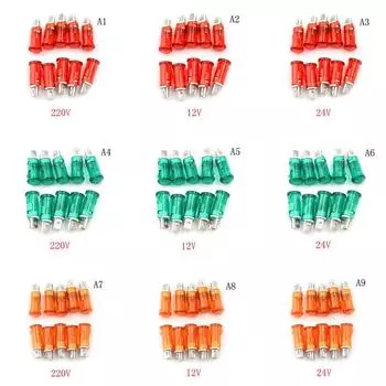 10 шт. Сигнальная лампа 10 мм красная зеленая желтая лампа индикаторная лампа 12 В 24 В 220 В 220V красный