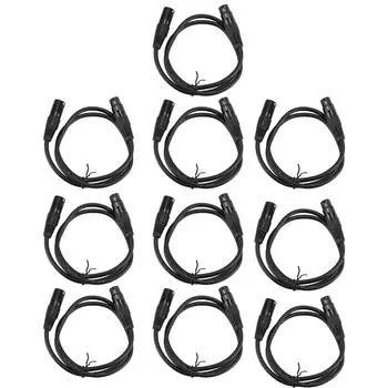 10 шт. сигнальный кабель для сцены длиной 1 метр, черный цвет, XLR, мужской-женский сигнальный провод