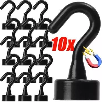 10 шт., сильные магнитные крючки, настенный магнитный крючок без ударов для ключей, вешалка для пальто, кухонный холодильник, органайзер для ванной и офиса 10pcs белый