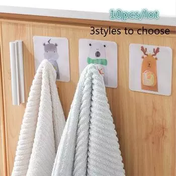 10 шт., сильный клейкий крючок в животном стиле, настенный держатель для ногтей, бесследный настенный крючок для кухни, ванной комнаты deer