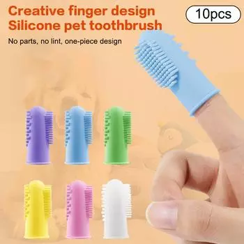 10 шт., силиконовая мягкая зубная щетка для кошек и собак, чистка зубов, устранение неприятного запаха изо рта, силиконовая зубная щетка для животных