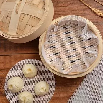 10 шт. силиконовый круглый коврик для пароварки с антипригарным покрытием, маслостойкая ткань для пароварки, многофункциональный многоразовый коврик для булочек на пару, кухонные принадлежности