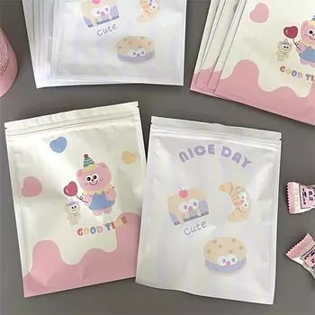 10 шт. Симпатичные мультяшные самозапечатывающиеся упаковочные пакеты Креативные сумки для хранения закусок, конфет, печенья, кавайные подарочные декоративные упаковочные пакеты as the picture