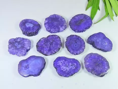 10 шт. Синий солнечный друзовый агат жеодовый кабошон россыпью драгоценных камней 488 карат RQ-2650