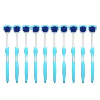 10 шт. скребок для языка с длинной ручкой эргономичный силиконовый скребок для языка щетка для чистки языка оральная синий