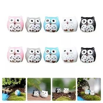 10 шт. Скульптуры и фигурки совы, игрушка, модель украшения микроландшафта 3.2x2.2cm