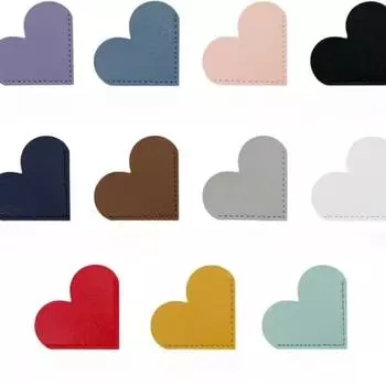 10 шт. Случайные Креативные и Простые Закладки с Любовью ПУ Портативный Зажим для Страниц Книги Закладка в Форме Сердца Подарок Уголок для Маркировки 10Pcs Random разноцветный