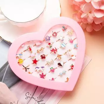 10 шт случайных мультяшных бабочек разноцветных фруктов цветов наборы колец со стразами детские ювелирные изделия аксессуары