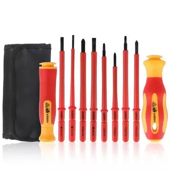 10 шт. сменные лезвия с насадкой в виде цветка сливы с прорезями для домашнего и профессионального использования, набор изолированных отверток с магнитным чехлом, 500 В 6126-10in1