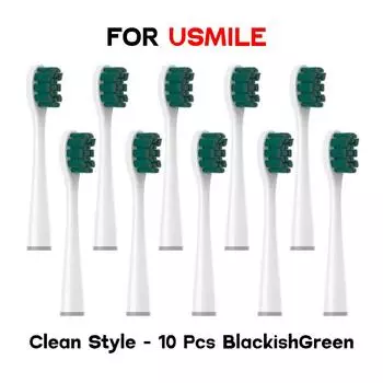 10 шт., сменные насадки для вакуумной щетки для Usmile Y1S/Y4/U1/U2/U3/P1/P4, полный спектр мягких насадок DuPont Sonic для электрической зубной щетки, чистящие насадки cal поли зеленый