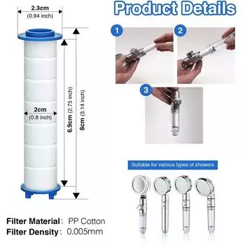10 шт. сменный картридж для душа из полипропилена, хлопок, картридж для очистки воды, аксессуар для ванной комнаты для большинства ручных опрыскивателей для ванны 10pcs(7cm)