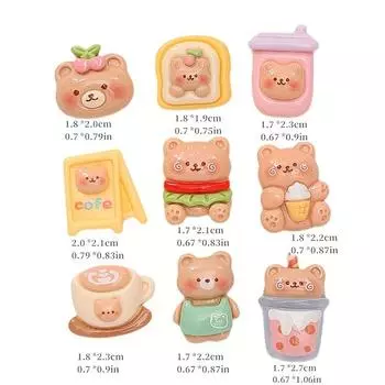 10 шт. смешанного стиля, милый мультяшный медведь серии дизайн смоляные нашивки, с бесплатным клеем персонализированный магнит на холодильник холодильник