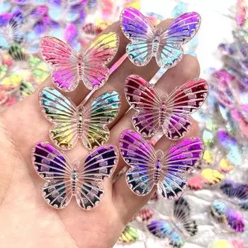 10 шт. Смешанные подвески-шармы в виде бабочек со стразами, сделай сам, украшения для волос, украшения для дома и вечеринки, бабочки белый