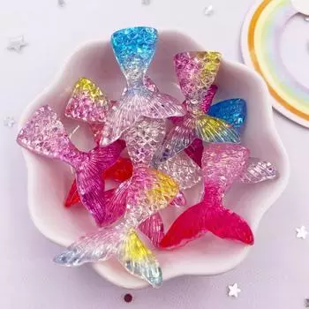 10 шт., смешанные смоляные блестящие 3D рыбьи хвосты с плоской задней частью, стразы, фигурки, аппликации, сделай сам, хвост русалки, скрапбукинг, поделки, сделай сам, бант, декор, аксессуары
