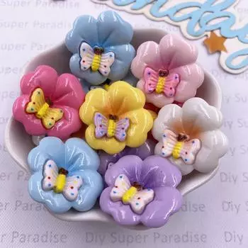 10 шт. Смешанные смолы Красочные 3D Мультяшные Бабочки Пчелы Жуки Цветы Фигурки Плоская задняя часть Каменный декор Сделай сам Рождество Скрапбукинг Поделки