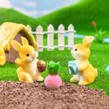 10 шт. смоляная статуэтка кролика, мультяшные миниатюры, настольная фигурка, небольшое украшение, скульптура животного, газон Style 7