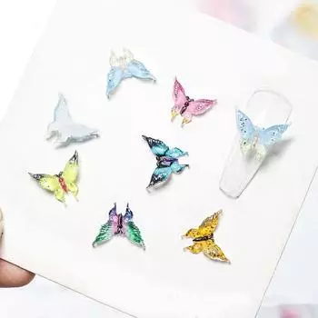 10 шт. смоляных фея бабочка аксессуары для ногтей свежие двухцветные 3D большие градиентные украшения для ногтей в доспехах ювелирные изделия своими руками золотой