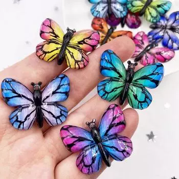 10 шт. смолы 25*32 мм блестящие красочные бабочки со стразами с плоской задней поверхностью 1 отверстие украшения «сделай сам»