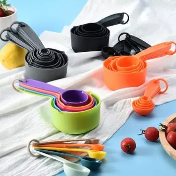 10 шт. со шкалой, мерная ложка, чайная ложка, многофункциональная ложка, мерная чашка для выпечки торта, муки, мерная чашка для еды, аксессуары для домашней кухни, инструменты для приготовления пищи серый