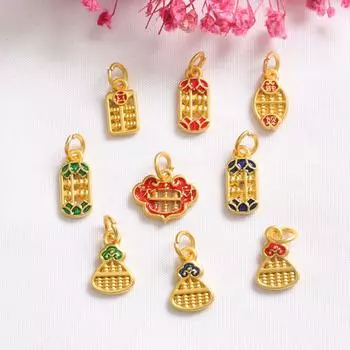 10 шт. Сохраняющее цвет старинное золотое капающее масло Ping An Ruyi кулон Diy Abacus кулон браслет ожерелье кулон ювелирные изделия аксессуары G23 1#