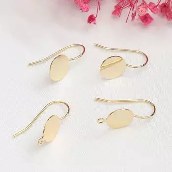 10 шт. сохраняющего цвет золота 14 карат, аксессуары для крючков, плоский поддон, ручная работа, материалы, антиаллергенные заушники M8 8mm tray