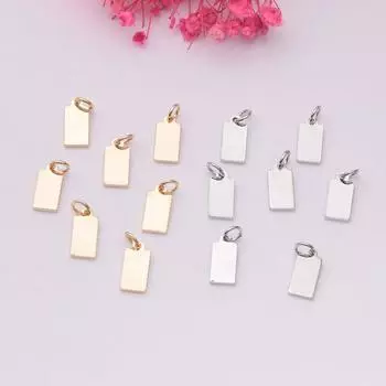 10 шт., сохраняющие цвет 14-каратного золота, обернутые в квадратную оболочку, фирменные ювелирные изделия, аксессуары для самостоятельного изготовления, ожерелье, браслет, лазерная гравировка, буквенный узор, надпись