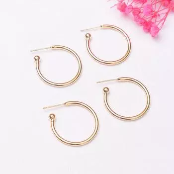 10 шт. Сохраняющие цвет 14-каратные золотые иглы в форме буквы С из стерлингового серебра 925 пробы, модные сферические полукруглые аксессуары для ювелирных изделий своими руками D22 20mm outer diameter