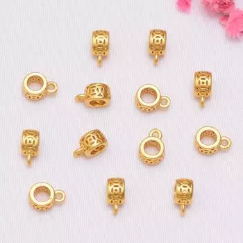 10 шт., сохраняющие цвет старинные золотые браслеты с бусинами из медной монеты, аксессуары для браслета ручной работы, ожерелья из бисера, пряжка для подвески