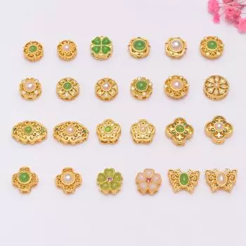 10 шт., сохраняющие цвет старинные золотые бусины, инкрустированные жемчугом и цирконием, свободные бусины, браслет ручной работы с бусинами, браслет с аксессуарами из бисера T1 1#