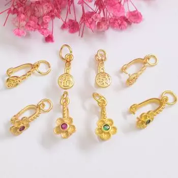 10 шт., сохраняющий цвет, древний песок, золотое благословение, иероглиф, пряжка, кулон в виде семени дыни, пуговица, нефрит, пуговица, головка, зажим для украшений своими руками B32 1#