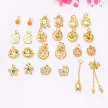 10 шт. Сохраняющий цвет древний золотой кулон «Год Дракона», благословение гочао, браслет в виде стручка лотоса, аксессуары для браслета своими руками, бисерная капелька R10 13#