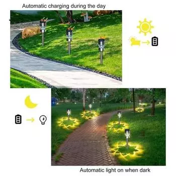 10 шт., солнечные дорожки, супер яркие IP65, водонепроницаемые газонные лампы на солнечных батареях, ландшафтное освещение, садовые украшения Warm light